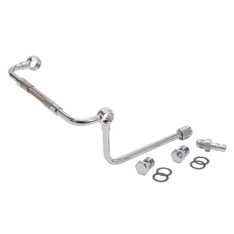Worldwide Shipping Edelbrock Dual-feed Fuel Line Chrome With No Fuel Filter And 3/8in Barbed End Inlet - 8132