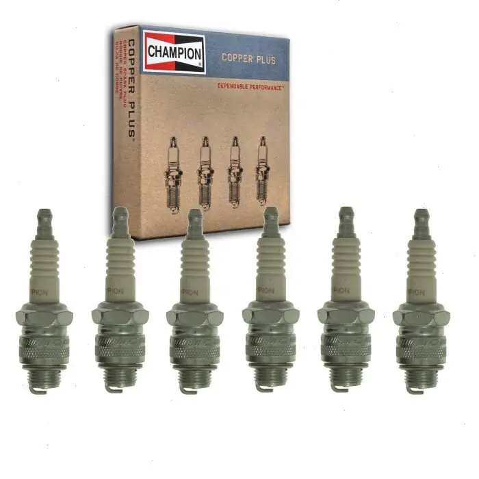 1956-1957 International S112 3.6L 3.9L L6 6 pc Champion Copper Plus Spark Plugs - Ignition Wire Viral